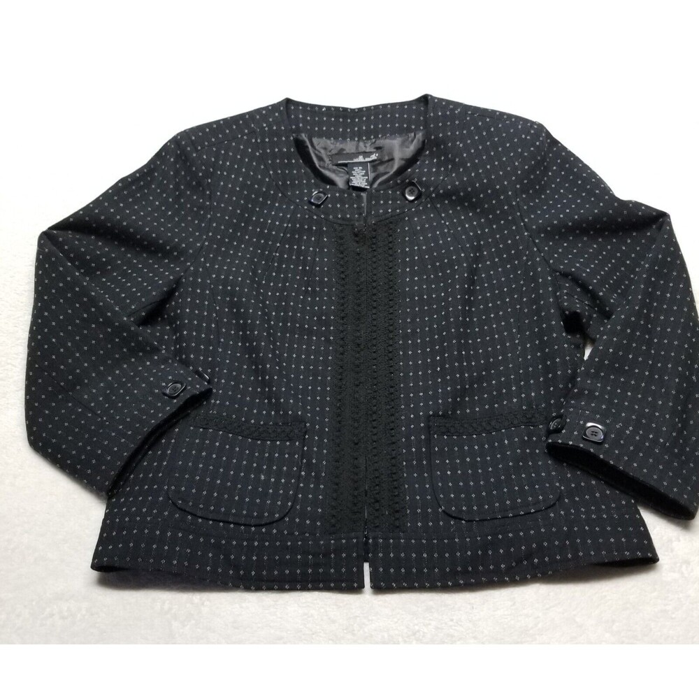 Willi Smith XL Jacket Linen Blend Black White Hook Eye Closure Career Gothic